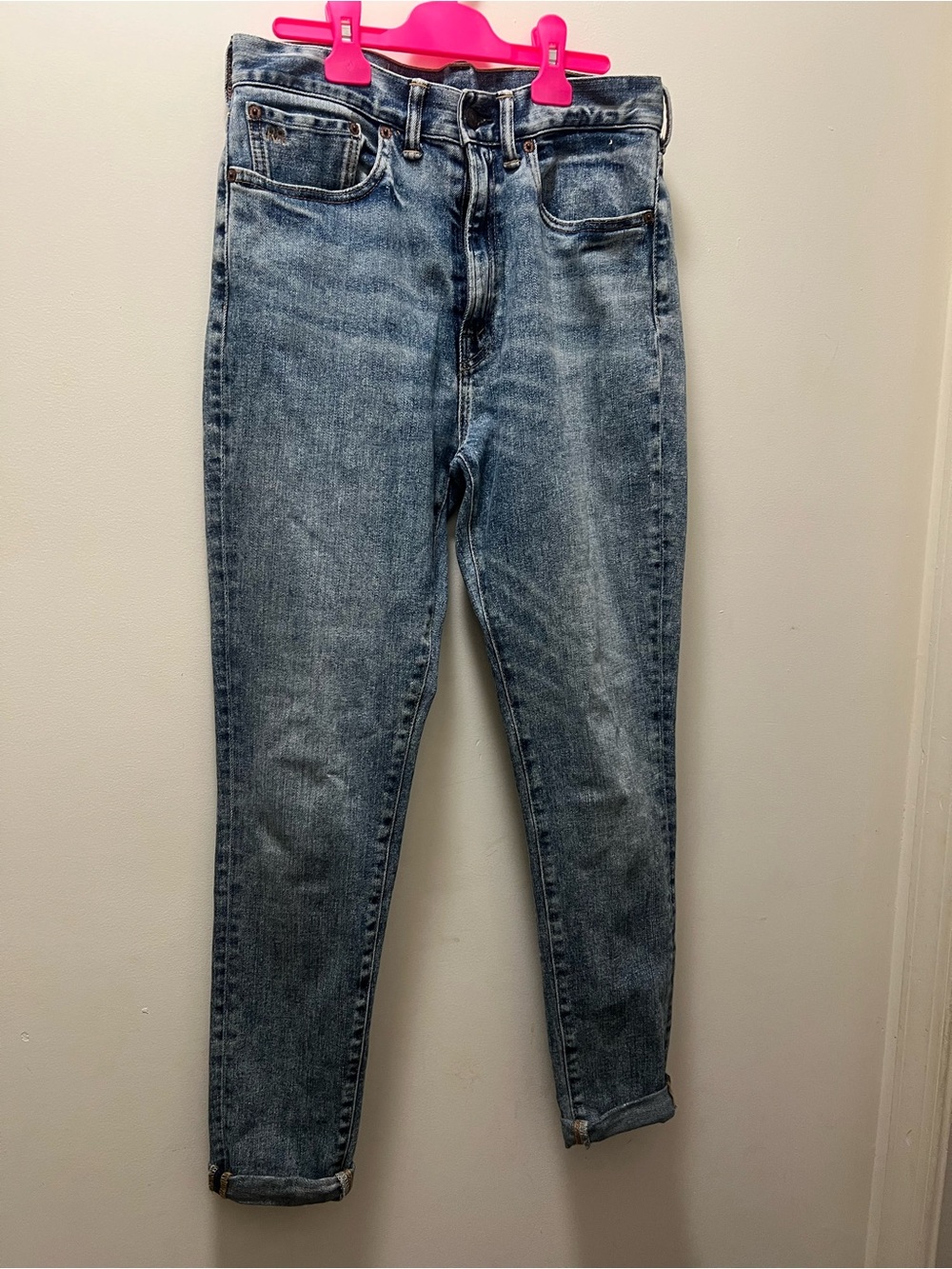 Ralph Lauren High-Rise Slim Mom Jeans in Faded Blue Denim